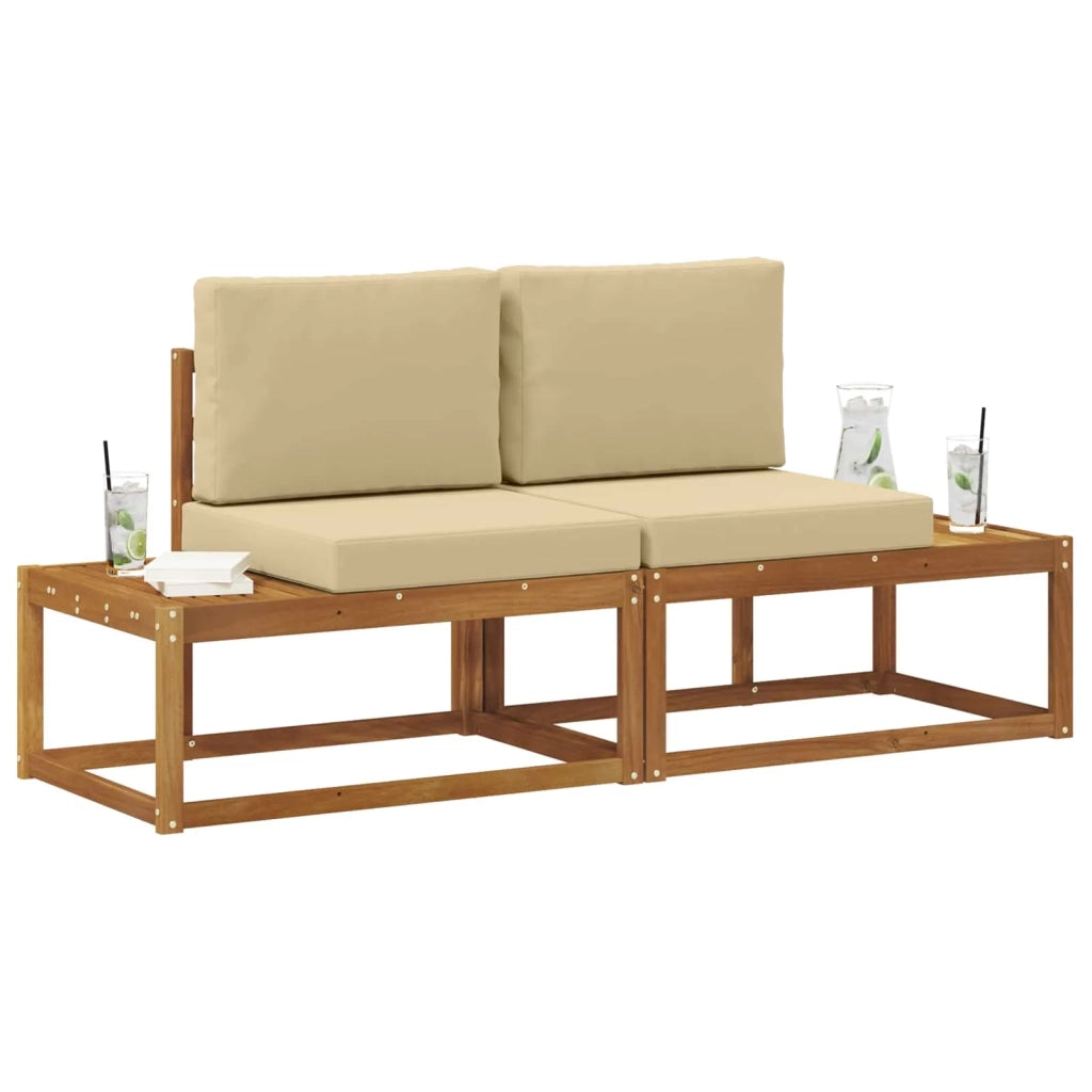 Divano da Esterno con cuscino 2 Pezzo Naturale e Beige 900482