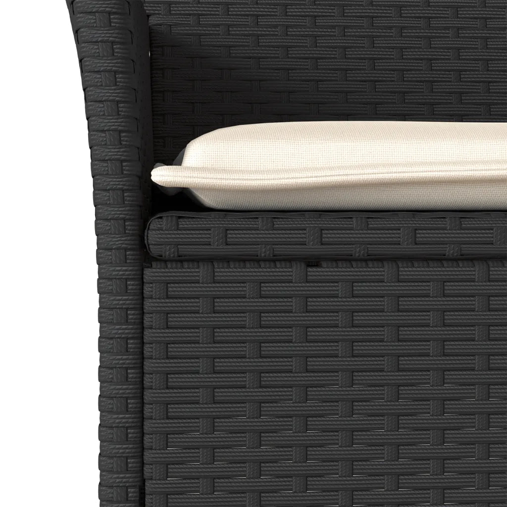 Set Pranzo da Giardino 3 pz con Cuscini Nero Polyrattan Acacia 3278709