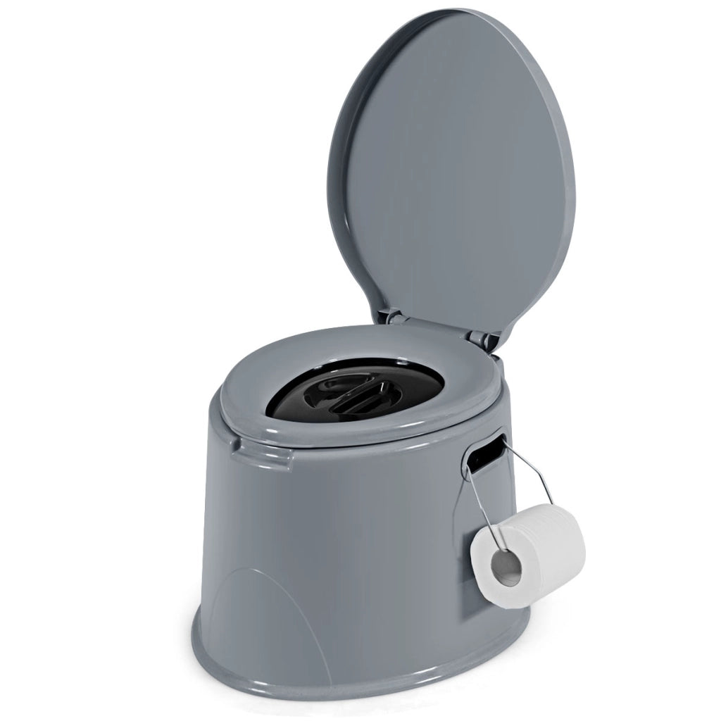 Toilette da viaggio portatile per esterni leggera con secchio interno rimovibile-supporto per carta igienica rimovibile Grigio