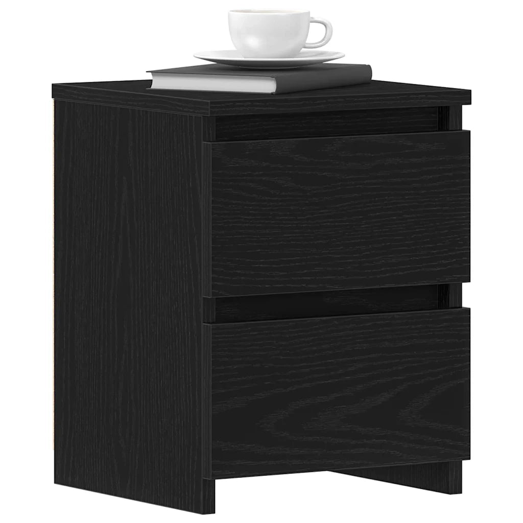 Armadio da Notte con cassetto 2 pcs Rovere Nero 30 x 30 x 40 cm 861989