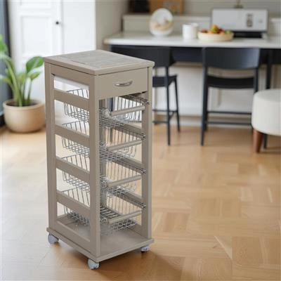 VESUVIO CARRELLO DA CUCINA IN COLORE FANGO 29 X 36 X H 83 CM