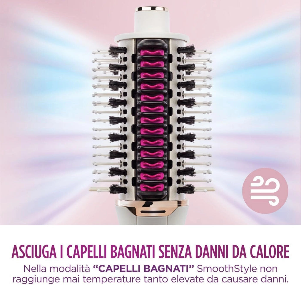 Shark HT212EU SmoothStyle Spazzola ad aria calda 900 W con Pettine Lisciante in Ceramica e Setole di Cinghiale e Nylon colore Bianco