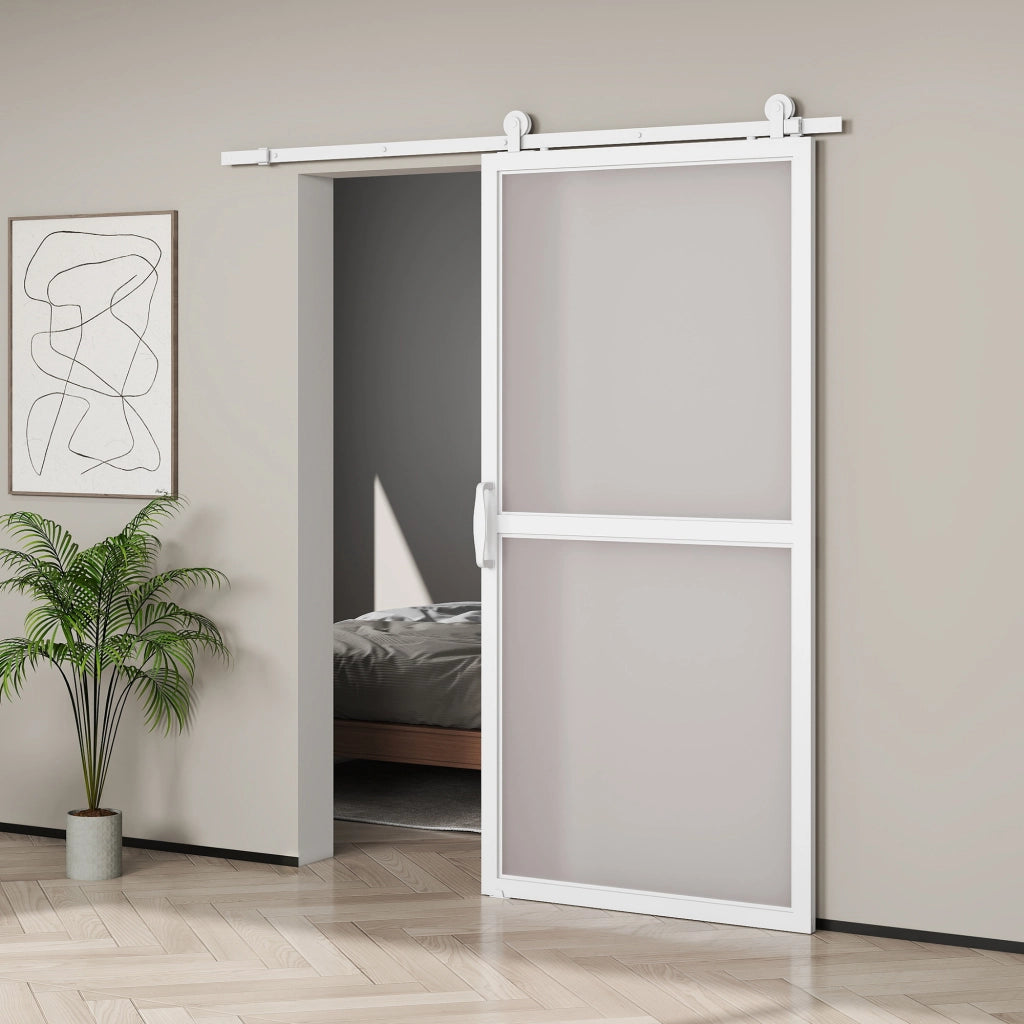 Kit accessori per porte scorrevoli ¨C Minimal ¨C 2 guide e rotaie bianco 200 cm