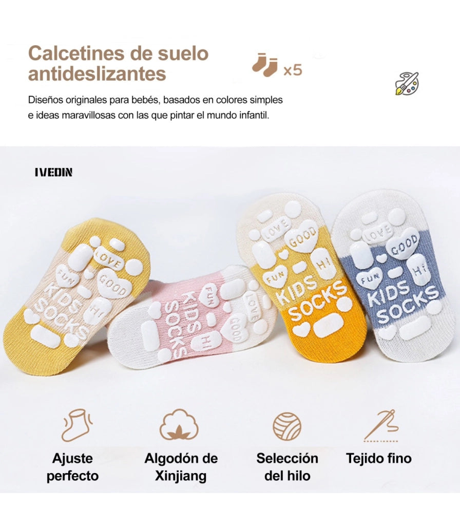 Calzini Caviglia Antiscivolo per Neonati | Colori Divertenti | 0 mesi a 5 anni