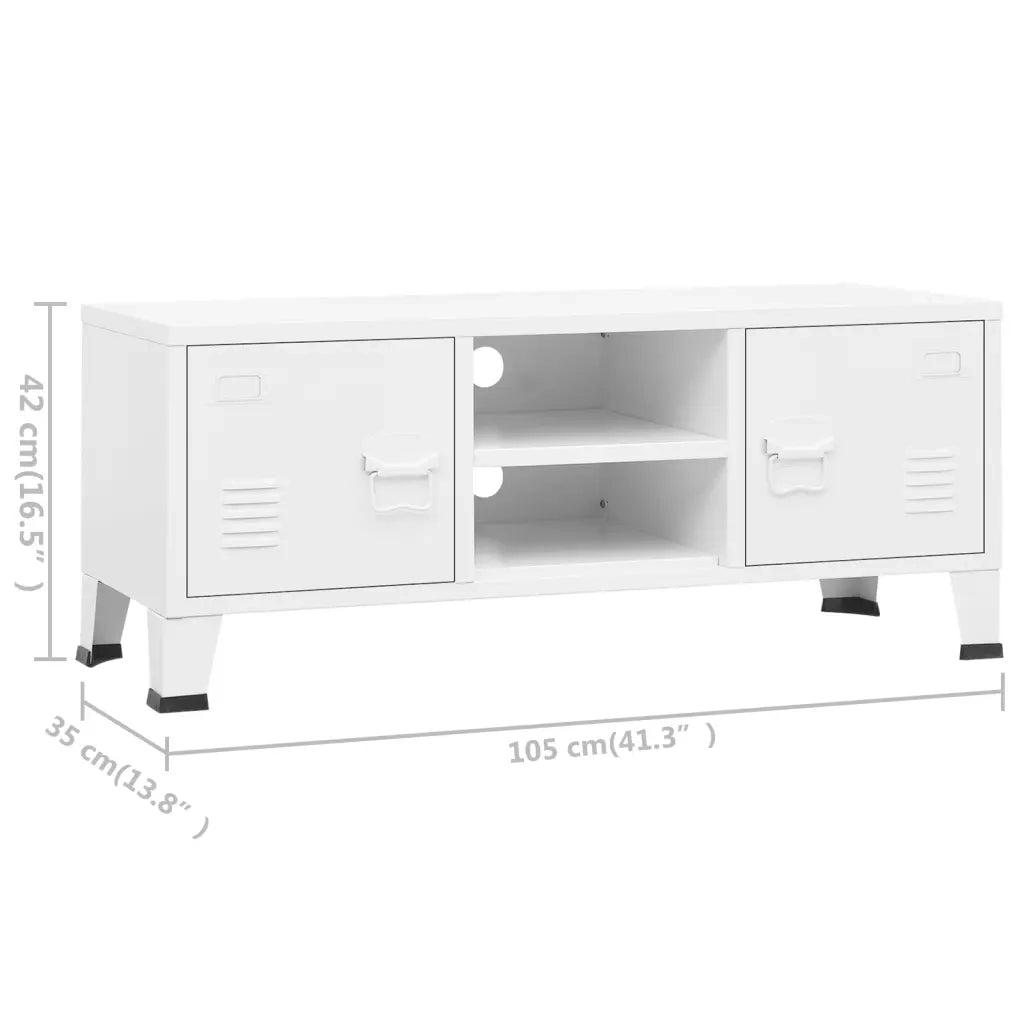 Mobile TV | Armadietto TV | Mobile Porta TV Industriale Bianco 105x35x42 cm in Metallo
