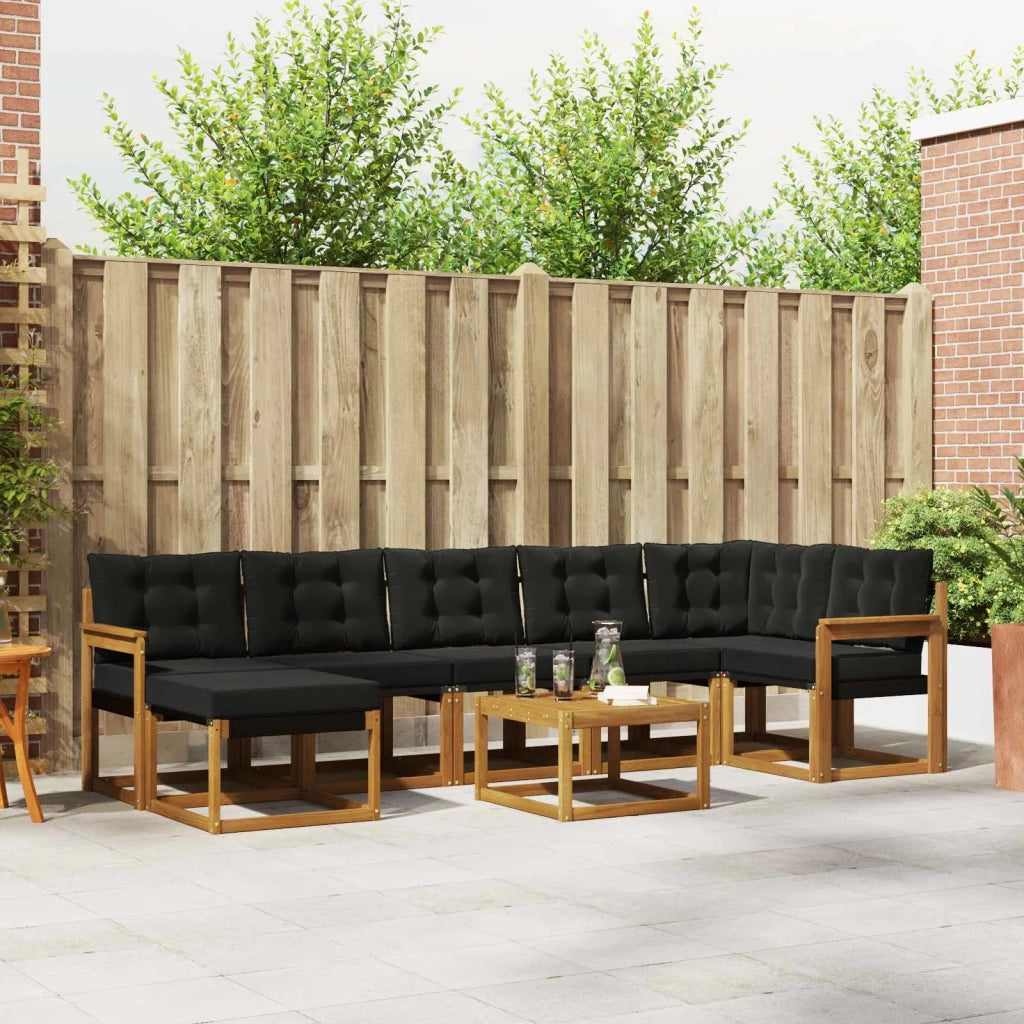 Set di divani da esterno con cuscino 8 pcs Naturale e Nero 3368899