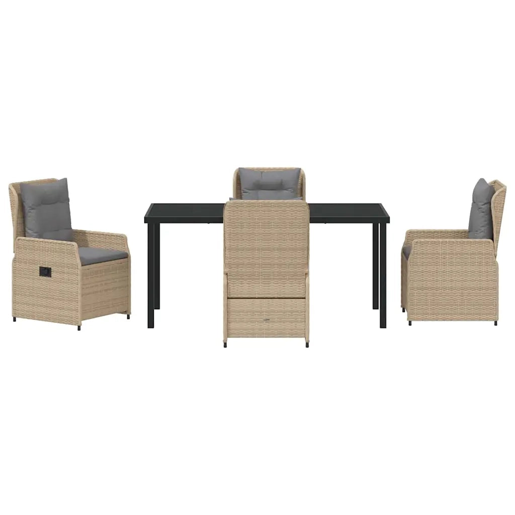 Set da Pranzo per Giardino 5 pcs Beige e Grigio Chiaro