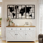 Mappa del Mondo in 3 Pezzi ¨C Minimal ¨C Nero