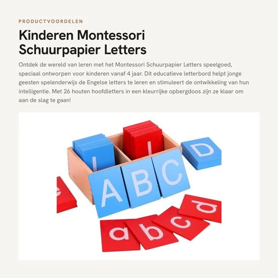Set di carta abrasiva per bambini - 26 pezzi 7x9 cm - Alfabeto in legno