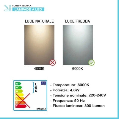 Specchio LED 50x60 cm reversibile con luce fredda