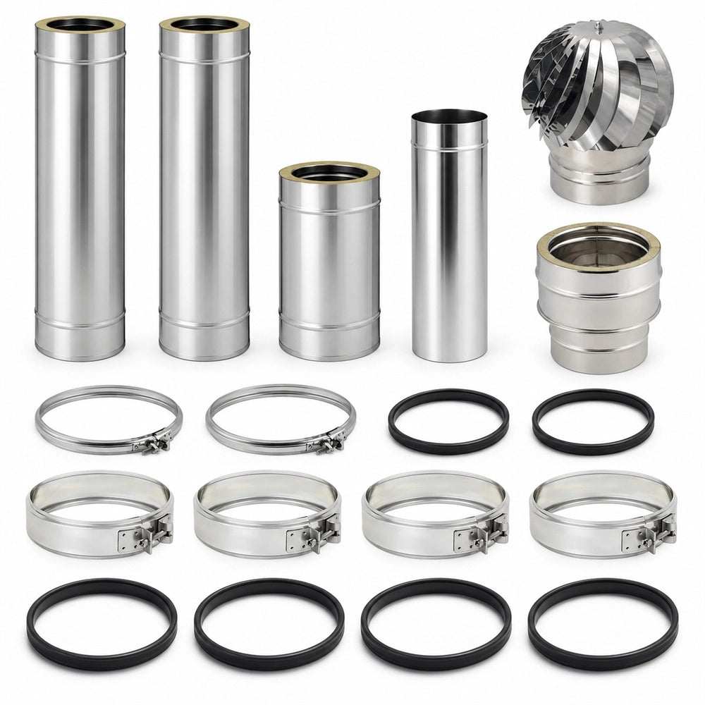 Kit canna fumaria inox doppia parete 3 m Ø250/300 uscita camino Ø250