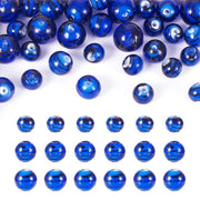 Lampomorfici in vetro lavorato a mano 32 pezzi - Blu - Spacer cerchio in vetro lavorato a mano - 8/10/12 mm - Vetro di alta qualità - Disegno a strisce - Vetro lavorato a mano in forma di perle
