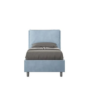 Letto singolo contenitore imbottito 80x190 microfibra azzurro Antea