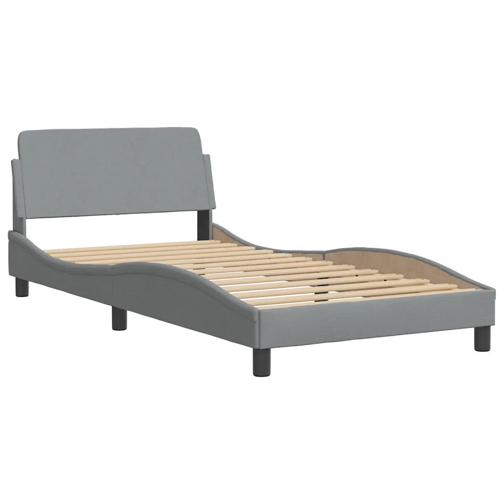 Letto singolo | Letto per adulti | Giroletto senza Materasso Hanko Grigio Chiaro 100x200 cm Tessuto