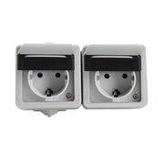 Presa doppia Schuko TEKNO nera IP54 Kanlux