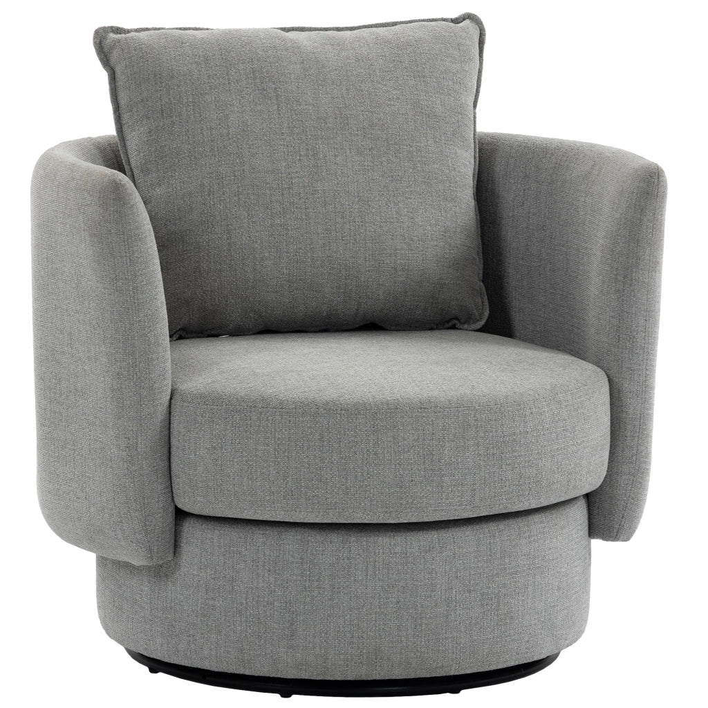 Poltrona girevole 360¡ã in tessuto ¨C Xylo ¨C lino grigio chiaro con cuscino