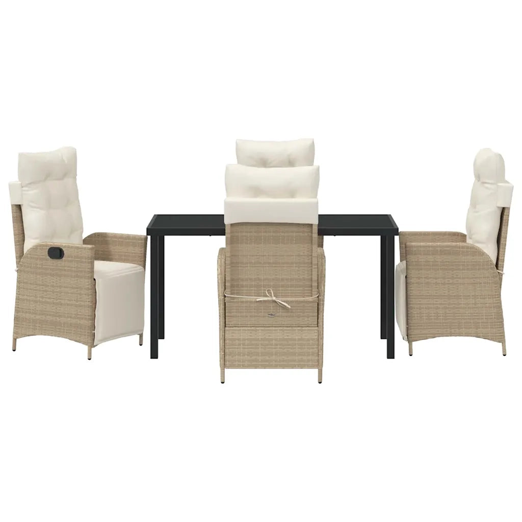 Set da Pranzo per Giardino con cuscino 5 pcs Beige polyrattan