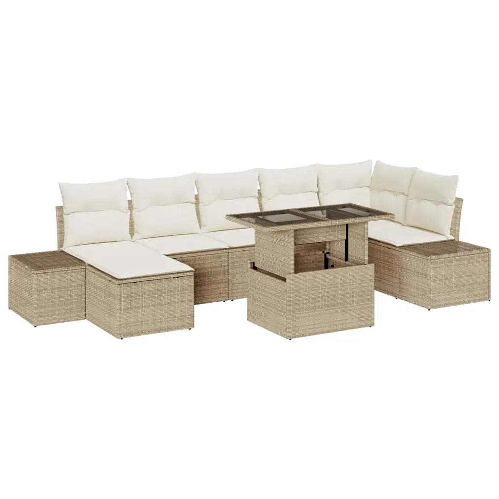 Set Divano da Giardino 8 pcs Beige Poly Rattan 3357964