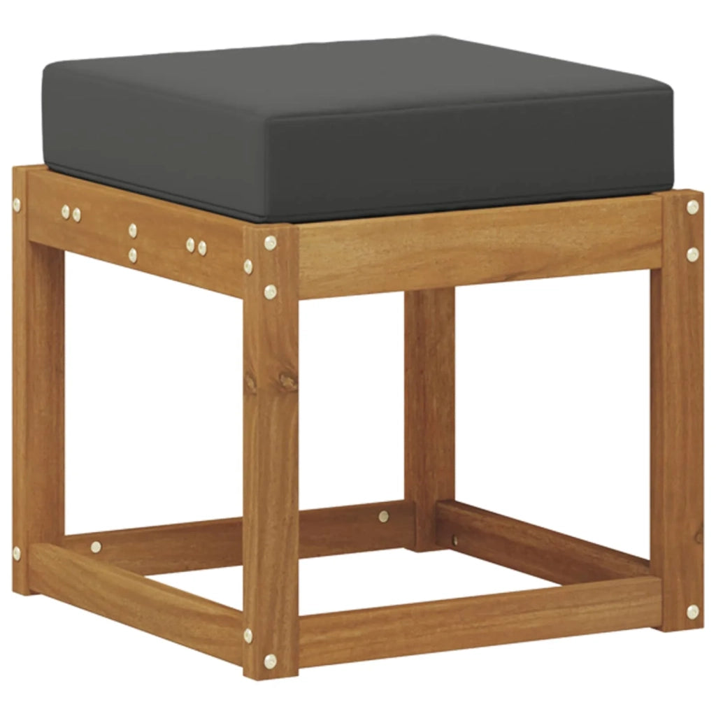 Panca Sgabello con cuscino Naturale e Antracite 43 x 43 x 37 cm 900660