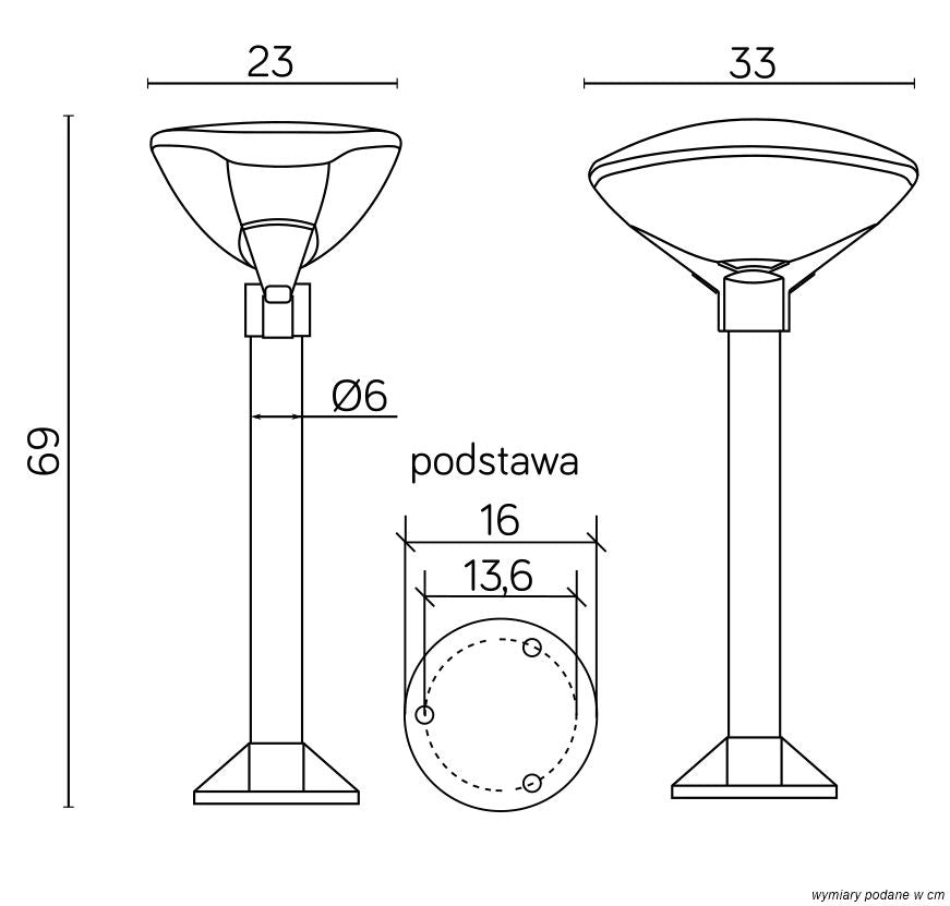Lampada da giardino SU-MA TEO 3 nera 69cm E27 IP54