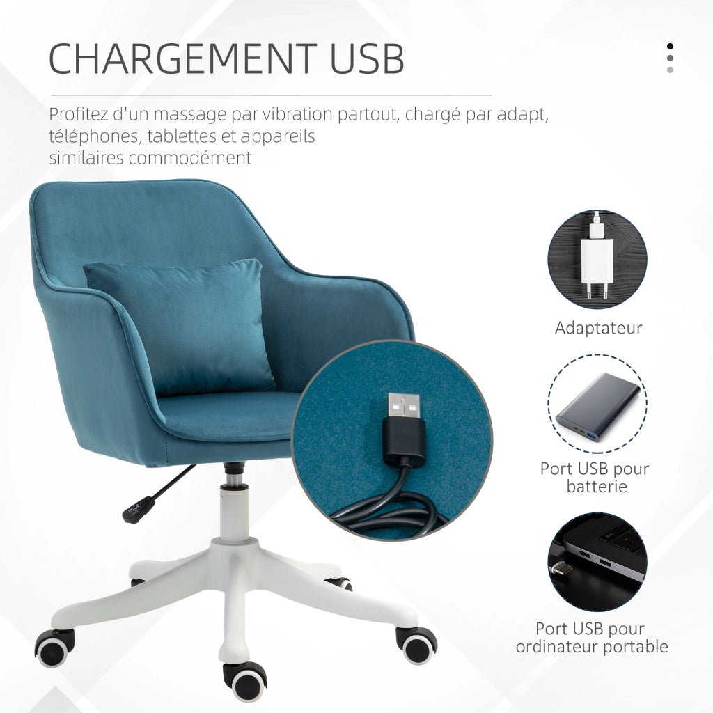 Sedia da ufficio massaggiante in velluto ¨C zephmum ¨C blu