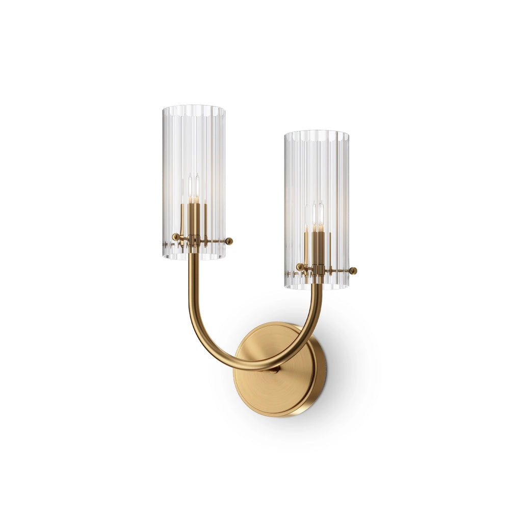 Maytoni applique contemporanea Arco 1 luce G9 ottone metallo vetro soffiato trasparente