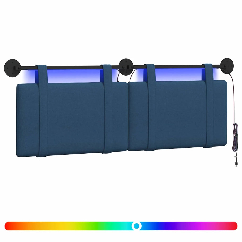 Testiera sospesa Con luce LED Blu Tessuto 3423915