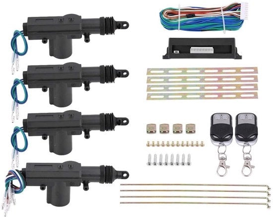 Impianto di Chiusura Centrale Completo - Set di Chiusura Automatica - Comando a Distanza - 4 Porte - Accesso Senza Chiave - Maniglia Facile da Utilizzare - Chiusura Autoserrante
