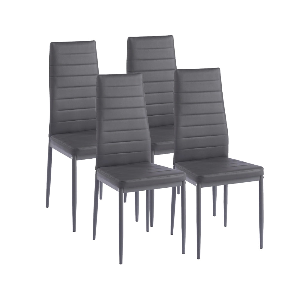 Set Sedie da Pranzo 4 o 6 Pezzi, Sedie Moderne Imbottite per Cucina Soggiorno Sala da Pranzo, Facile Montaggio con Gambe Robuste, Rivestimento in Pelle Sintetica  Grigio - 4 Pezzi