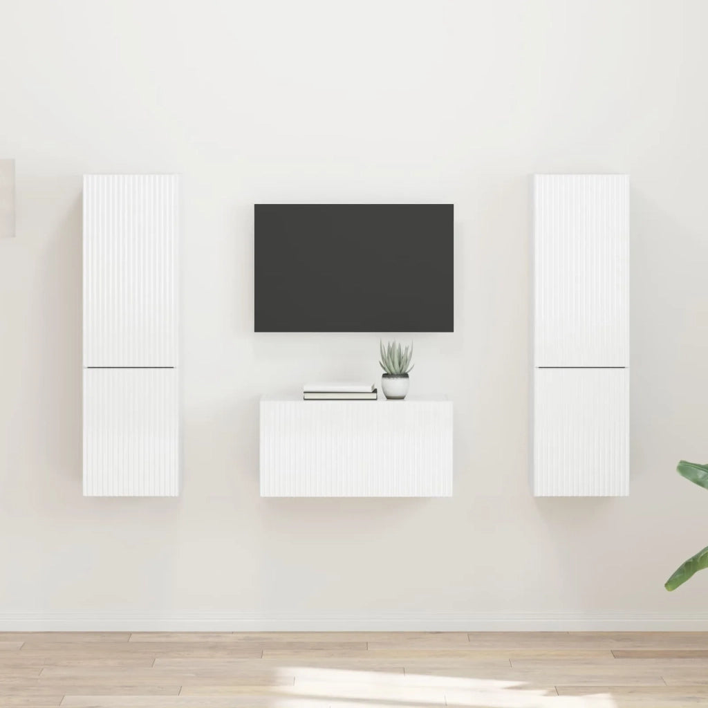 Set mobile TV 5 pcs Bianco Lucido Legno multistrato 3409100