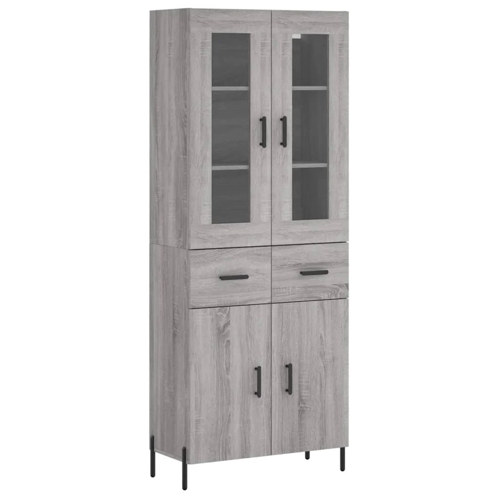 Buffet credenza cassettiera armadio mobile contenitore organizer cucina soggiorno salotto rovere Sonoma alto 69,5 x 34 x 180 cm legno ingegnerizzato grigio 02_0035616
