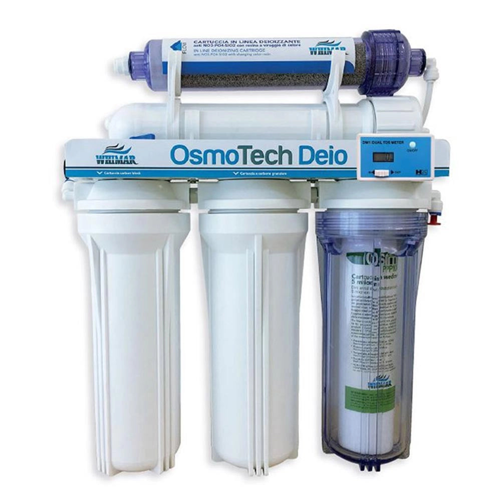 Whimar OsmoTech Deio Plus 75GPD 285 L/g Impianto 5 stadi con membrana Pentair, flush-valve, post-filtro deionizzante e TDS