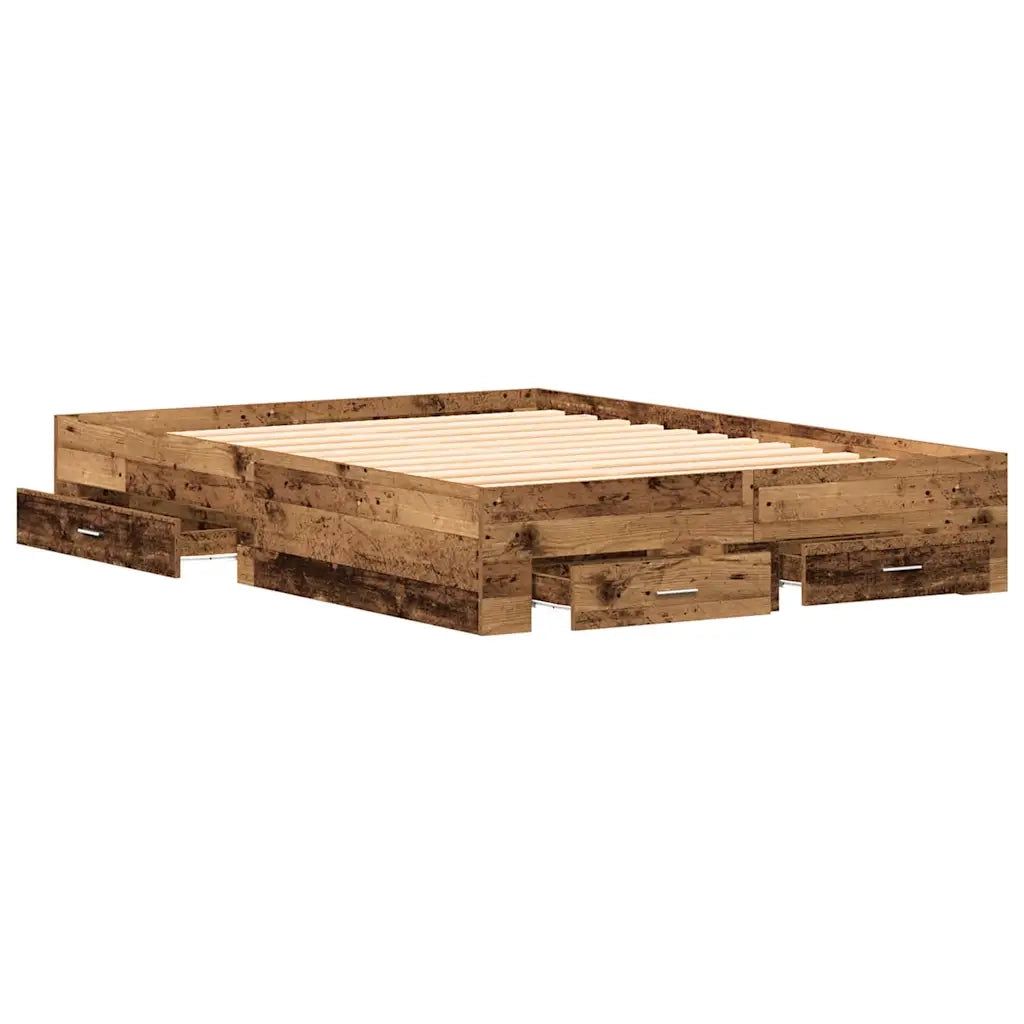 Struttura del letto con cassetto-Giroletto con contenitore-Rete del Letto Legno vecchio 135 x 190 cm