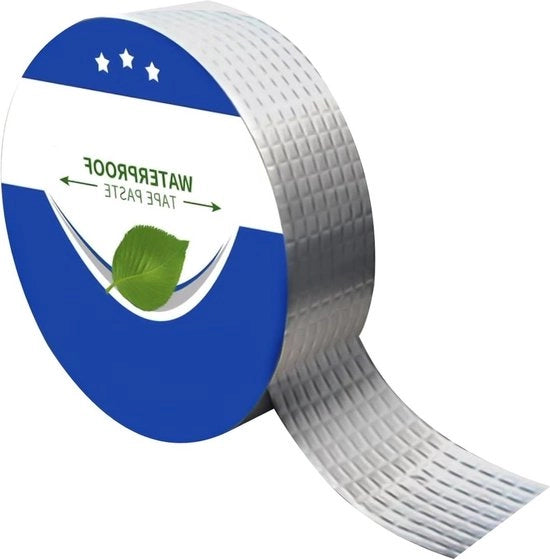 Tappetuccio butilico 50 mm x 10 m - impermeabile - alternativa alla cinta bituminosa - tappetuccio per impermeabilizzazione - adesivo - argento - alluminio - nastro adesivo - cinta di riparazione - tetto - tubi di acqua - patch per piscine