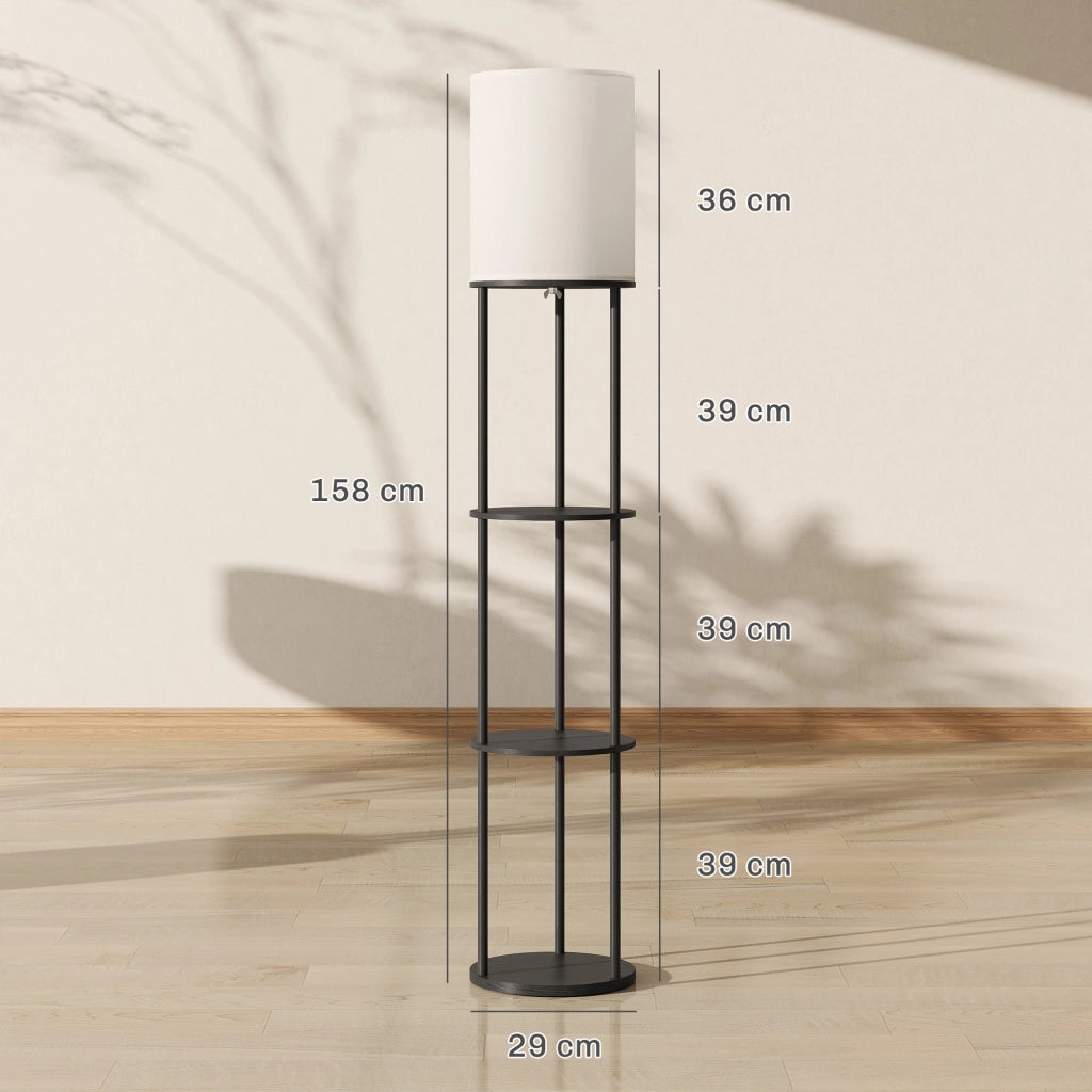 Lampada da Terra con Scaffale a 3 Temperature Colore Telecomando ¨C Minimal ¨C Nero