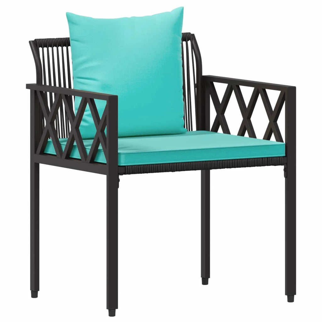 Set Mobili da Esterno 3 pcs Nero e Turchese polyrattan 42025351