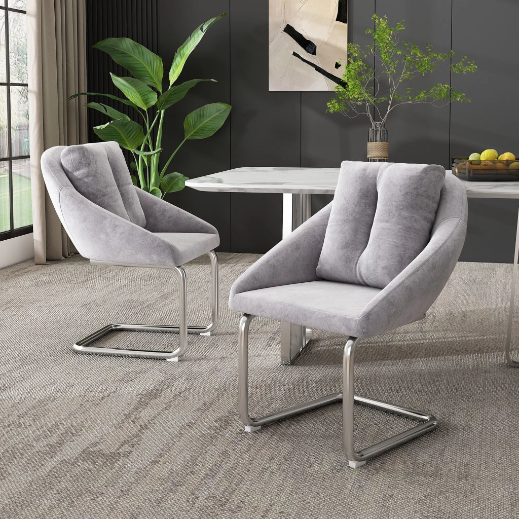 Sedia da Pranzo Girevole Imbottita in Velluto, Set 4 Pezzi con Cuscino ¨C MINIMAL ¨C Grigio