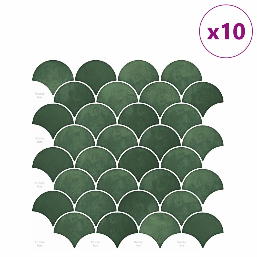 Piastrella a scaglie di pesce 10 pz Verde Scuro 30 x 30 cm CFW6563011