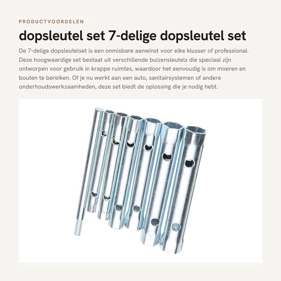 Set di chiavi per serraggio 7 pezzi - Kit di attrezzi professionale - Per la riparazione di auto - Per lavoro di saldatura - Resistenti all'ossidazione - Ideali per aree difficilmente accessibili - Set di chiavi
