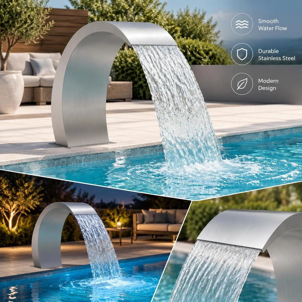 Pool Waterfall With LEDs 22x60x70 Cm Stainless Steel 304