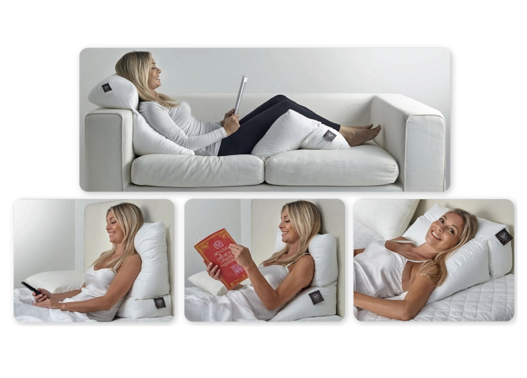 Cuscino Ergonomico Posturale Decapillow 10 Usi 1 Cuscino Multi Posizione Sostegno Gambe Spalle - Cuscino - Bianco