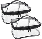 Set di contenitori trasparenti 2 pezzi, impermeabili in PVC, organizzatore di cosmetici per viaggi, tasca di makeup con chiusura a raccordo per uomo e donna