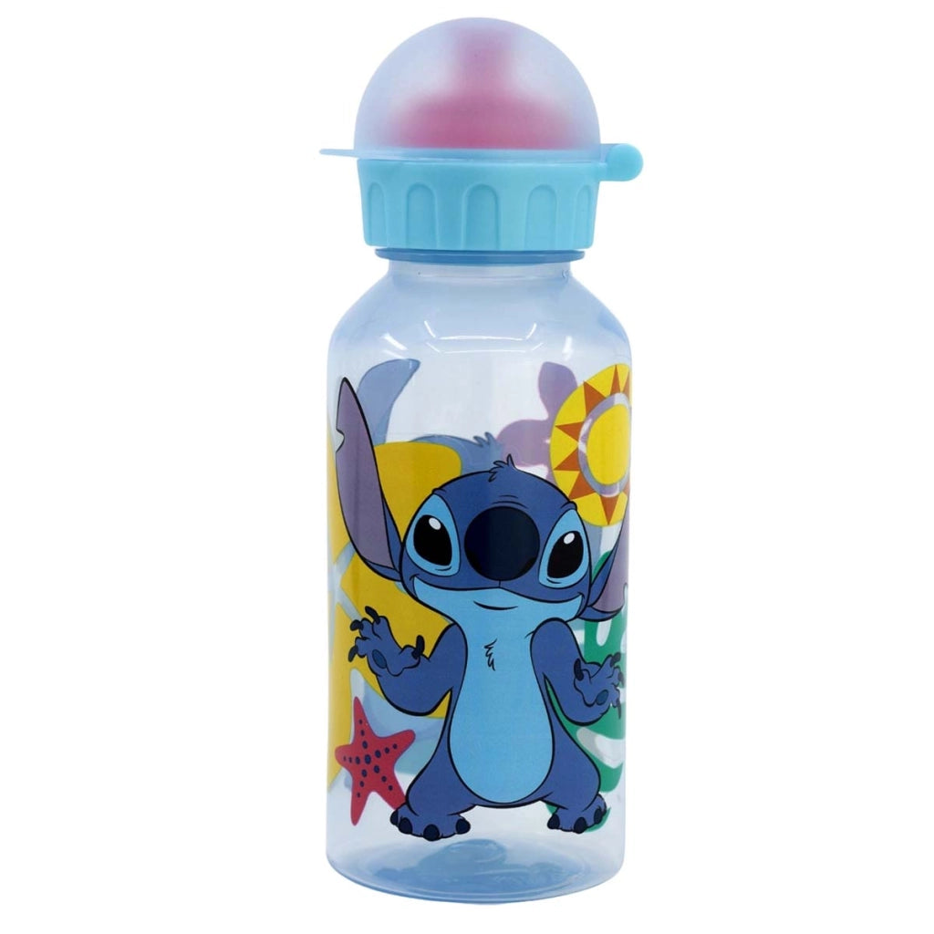 Borraccia 370ml per Bambini Tappo Sportivo a Motivo Stitch Blu Disney