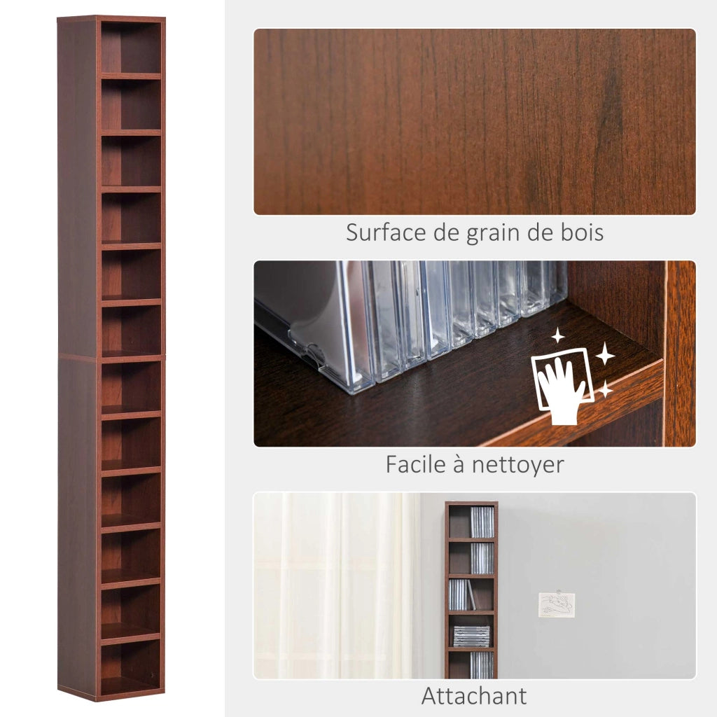 Libreria per CD e DVD ¨C zephmum ¨C marrone 21x20x175 cm