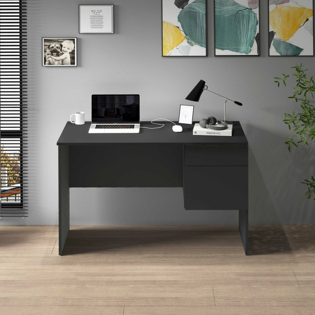 WHOUS Scrivania Easy 1 anta e 1 cassetto antracite opaco 110x50x75 cm