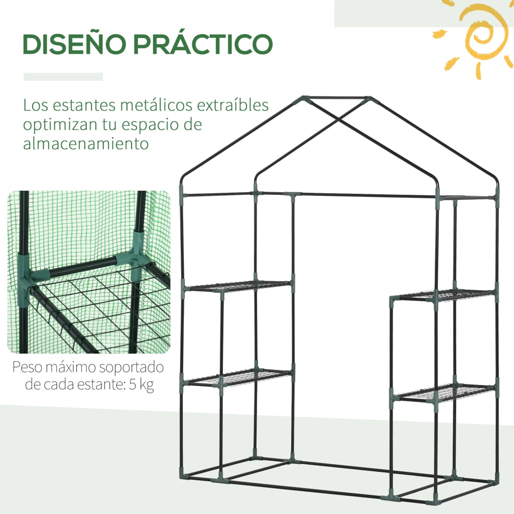 Serra da Giardino ¨C Xylo ¨C 141x72x191 cm Verde con 4 Ripiani Acciaio PE 140g/m2