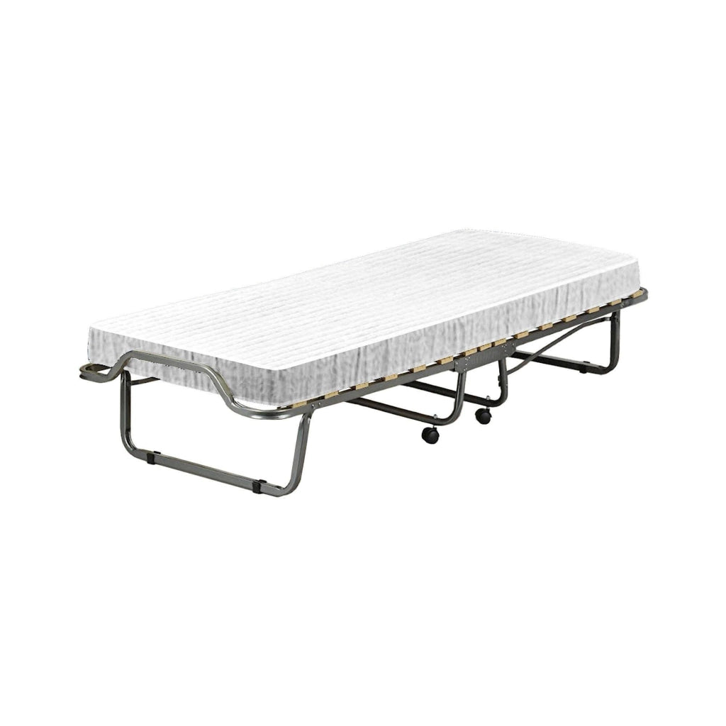 Letto pieghevole Ace, Brandina con rete 15 doghe, Materasso incluso, Lettino salvaspazio, 100% Made in Italy, 80x190h39 cm, Cover protettiva inclusa