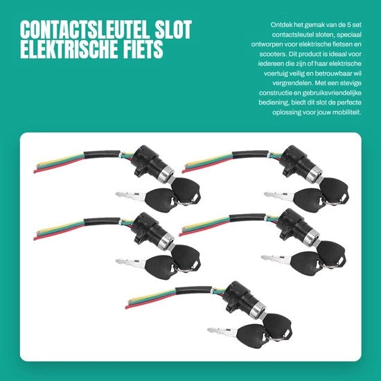 Contattile per bicicletta elettrica - Duraturo - Nero - Interruttore di sicurezza - Adatto per scooter - 5 set - Slot per contattile