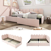 Letto singolo contenitore – 90x190 cm – daybed cassetti – velluto rosa