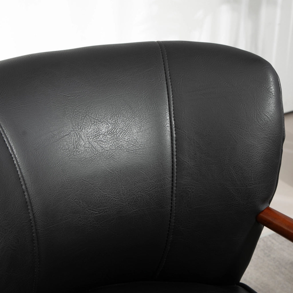 Poltrona ¨C Zephmum ¨C Pelle, Legno, 67x77x80 cm, Nero